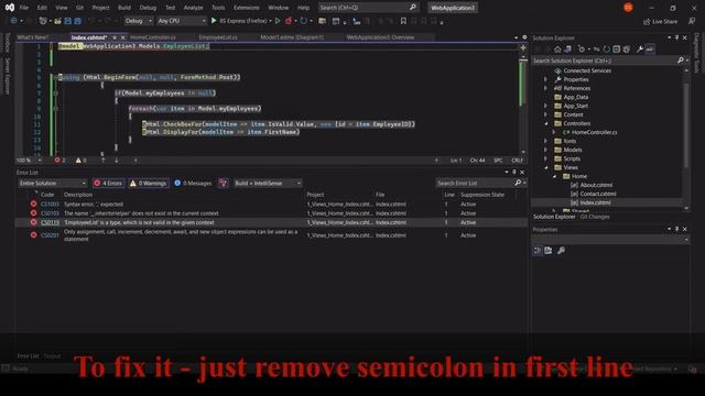 MVC - Fix Error - CS0119 '' is a type, which is not valid in the given context смотреть онлайн