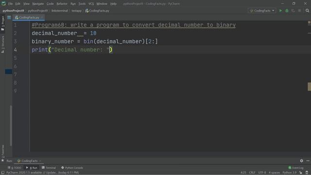 Convert Decimal To Binary | Program 60 | Solutions For Python 100 Exercises | CodingFacts смотреть онлайн
