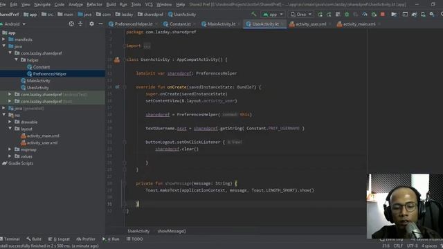 Kotlin Android SharedPreferences -Menampilkan data & Membuat Logout [4/4] смотреть онлайн