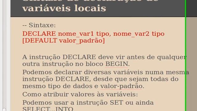 MySQL - Variáveis Locais e Escopo - Comando DECLARE - 37 смотреть онлайн