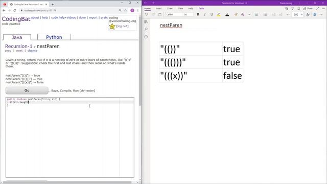 Recursion - 1 (nestParen) Java Solution || Codingbat.com смотреть онлайн