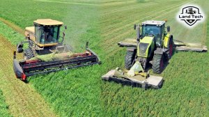 Быстрое скашивание травы в хозяйстве: трактор CLAAS Axion 830 с косилкой Disco и Challenger SP115C