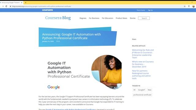Google IT Automation with Python Professional Certificate смотреть онлайн