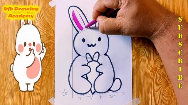 How to draw a cute bunny / Rabbit eating carrot drawing / Easy bunny drawing for beginners / cartoo смотреть онлайн