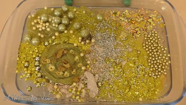 Золотой слайм. ? Добавляю в слайм косметику, блестки и бусины. ? ASMR Slime. Satisfying slime video смотреть онлайн
