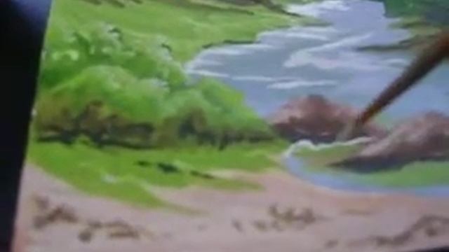 Рисуем горную речку...We draw a mountain river. смотреть онлайн