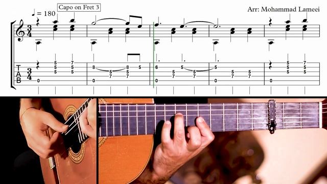 Valse by Evgeny Grinko | Classical Guitar Tutorial + Sheet & Tab смотреть онлайн