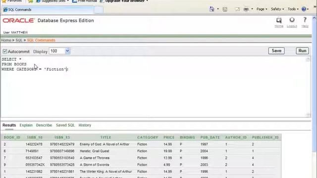 SQL with Oracle 10g XE Using AND and OR with SELECT смотреть онлайн