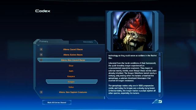 Mass Effect Codex Entry 4: "Krogan, Quarians, Mass Relays..." смотреть онлайн
