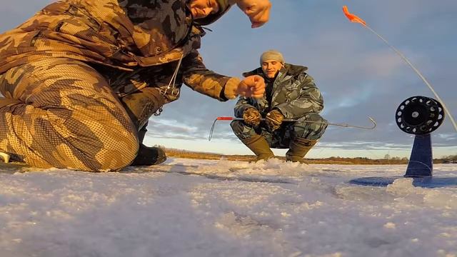 РЫБАЛКА ПО ПЕРВОМУ ЛЬДУ. ЩУКА НА ЖЕРЛИЦЫ смотреть онлайн