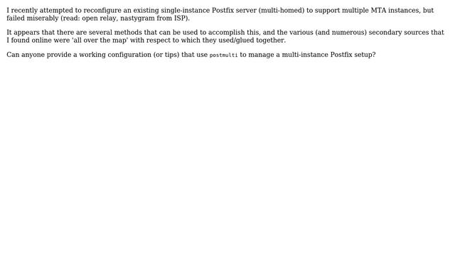DevOps & SysAdmins: Canonical configuration for multiple-instance Postfix? смотреть онлайн