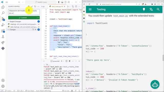 FastAPI Curso: 206 Segunda SOLUCIÓN a las Pruebas con pytest - Validación de Header Equivocado смотреть онлайн