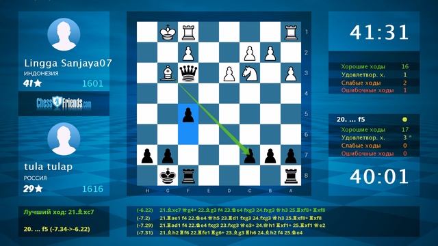 Анализ шахматной партии: Lingga Sanjaya07 - tula tulap, 0-1 (по ChessFriends.com) смотреть онлайн