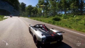 Forza Horizon 5 . Pagani Zonda Cinque Roadster 2009 . Car Show Speed Jump Crash Test Drive .