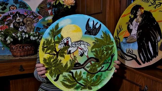 Ручная вышивка гладью - ЛАСТОЧКА И ЖУРАВУШКА - hand embroidery смотреть онлайн