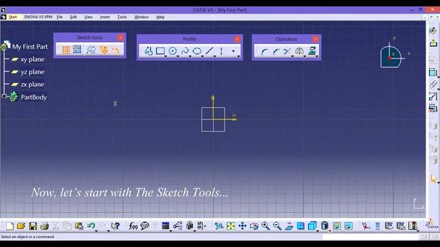 CATIA V5 TUTORIAL # 1 Sketch Tools смотреть онлайн