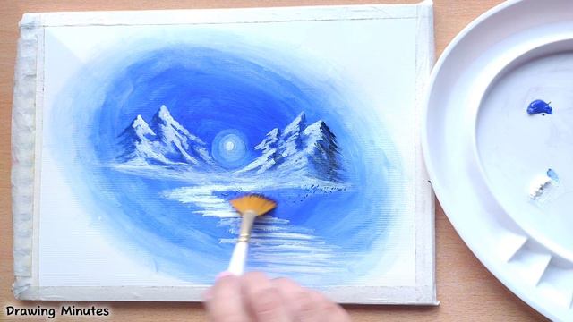 Mountain River Scene in Circular Frame: Acrylic Painting Techniques смотреть онлайн