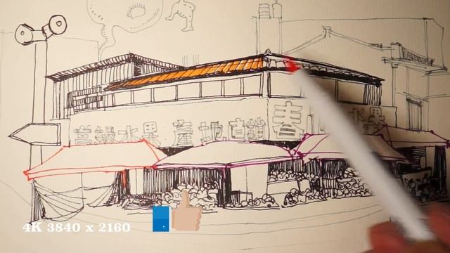 How to easy Sketch Buildings, Fruit Market from Google Map on SketchBook смотреть онлайн