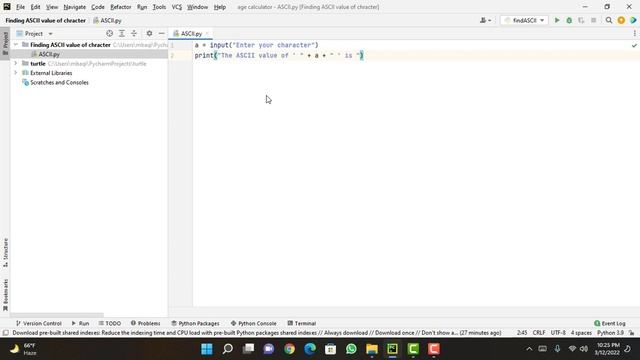 Python Program to find the ASCII values of characters смотреть онлайн