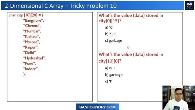 2-Dimensional Arrays in C (8+ Tricky Problem) | Hindi | Sanfoundry смотреть онлайн