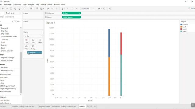 Tableau Tip: Stacked Side by Side Bar Chart Dual Axis with Line Chart. смотреть онлайн