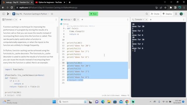 2023 | python for beginners | Function caching in Python | Day 91 смотреть онлайн