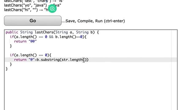 Java: CodingBat– String-1– lastChars смотреть онлайн