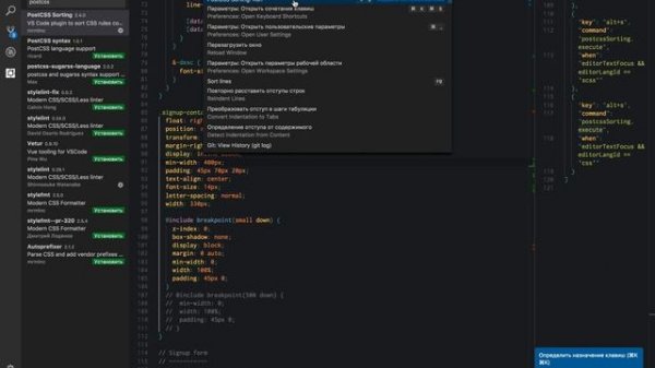 VS Code postcss sorting bug video