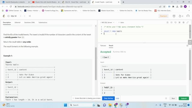29 INVALID TWEETS LEN FUCTION IN SQL смотреть онлайн
