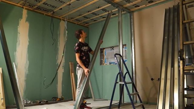 Перегородка из гипсокартона своими руками. + Как не проткнуть теплый водяной пол? смотреть онлайн