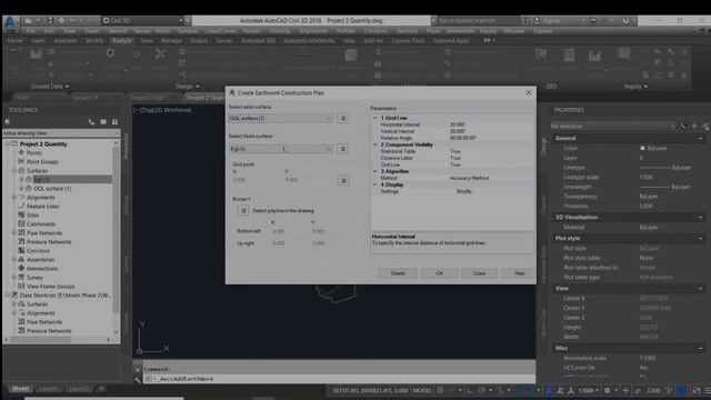 Earthwork plan production command for quantity calculation in AutoCAD Civil 3D смотреть онлайн