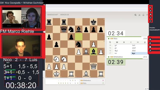 The Big Greek kommentiert mit den Hobbits - GM Luis Engel - GM Nico Georgiadis смотреть онлайн