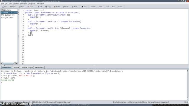 CS 211: ScreamWriter extends PrintWriter смотреть онлайн