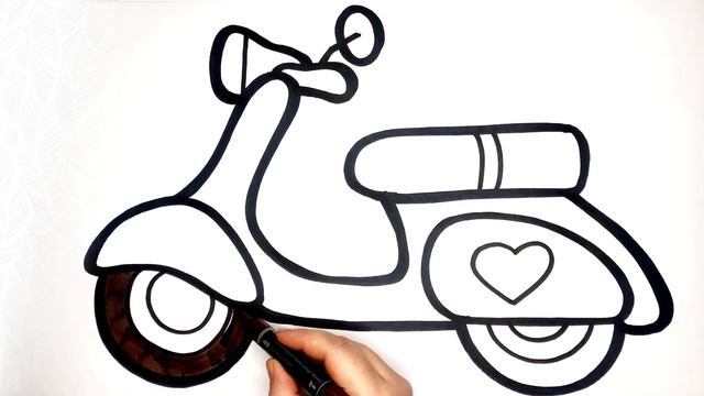 How to Draw And Color a Scooter For Kids And Toddlers смотреть онлайн