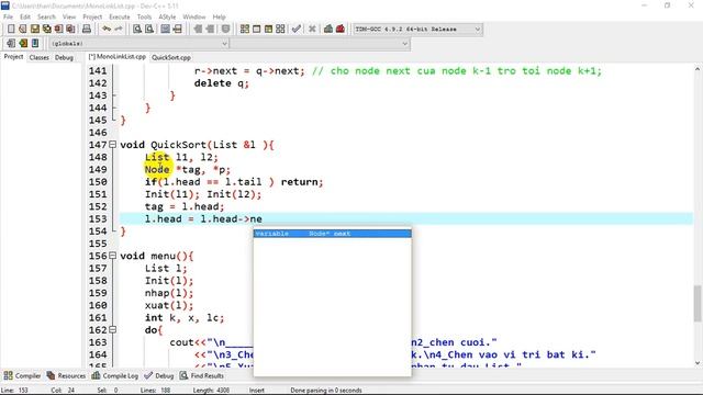 [Linked List] - Sắp xếp trong danh sách liên kết đơn bằng Quick Sort. смотреть онлайн