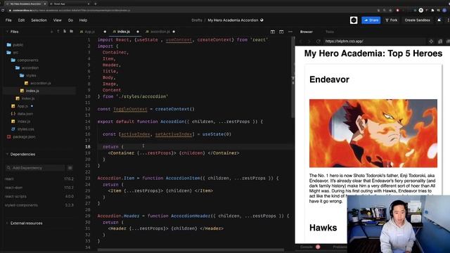 React Accordion - Styled Components, useState, useContext смотреть онлайн