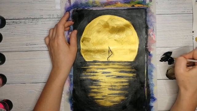 Как нарисовать фламинго. Интерьерная картина. Рисуем всего двумя красками. Черный, желтый. смотреть онлайн