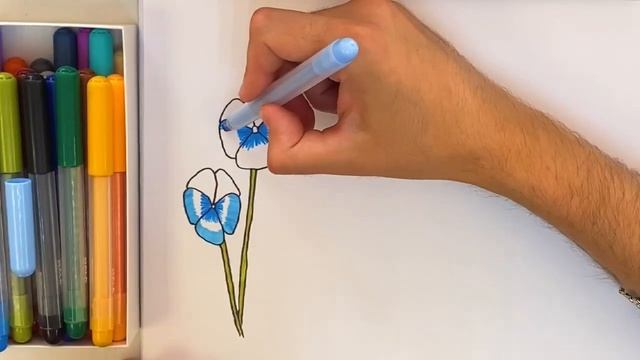 Как нарисовать Анютины глазки. РИСУЕМ ЦВЕТЫ How to draw pansies. WE DRAW FLOWERS смотреть онлайн