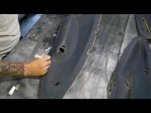 Перетяжка  дверных карт .  Это не просто сшить два куска и прилепить на клей, а немного большее