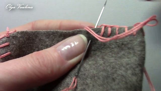 Петельный шов/обметочный шов/ручные швы/аппликация на детском кошельке