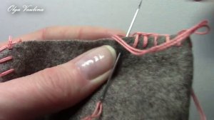 Петельный шов/обметочный шов/ручные швы/аппликация на детском кошельке