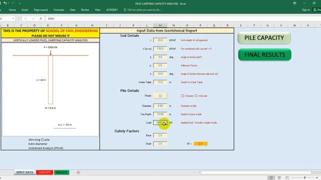 PILES CARRYING CAPACITY ANALYSIS in Excel | Load Carrying Capacity of Piles for Pile Cap Design смотреть онлайн