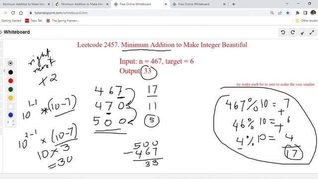 Leetcode 2457 Minimum Addition to Make Integer Beautiful смотреть онлайн