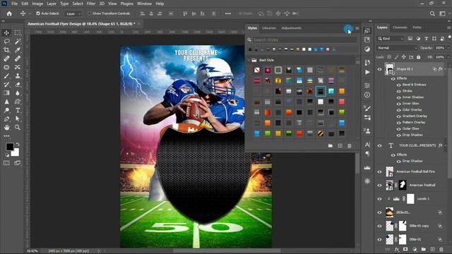 How to Design Professional American Football Tournament Flyer | Adobe Photoshop Tutorial смотреть онлайн