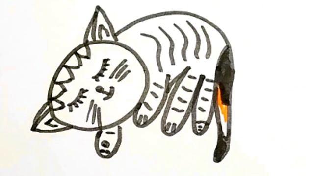 How to draw a sleeping cat/Как нарисовать спящего кота смотреть онлайн