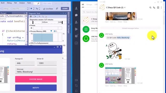 C# Using LINE Notify to send stickers and upload images смотреть онлайн