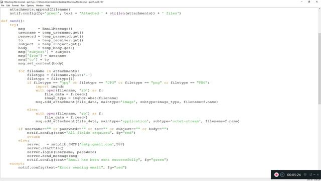 How to add multiple file attachments to an email using python - part 2 tkinter smtplib and email
