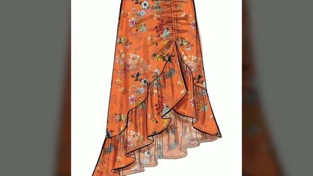 40plus Fabulous American Style Women Floral Print Flare Style Side Slit High Low Long Skirt Design
