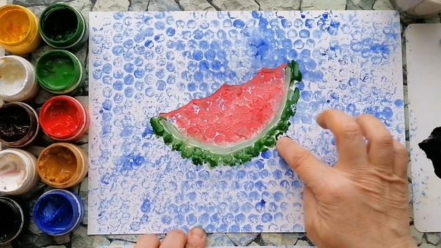 Муравьишки и арбузная долька. Нетрадиционное рисование. смотреть онлайн