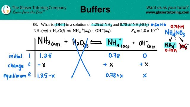 14.83 | What is [OH−] in a solution of 1.25 M NH3 and 0.78 M NH4NO3? смотреть онлайн